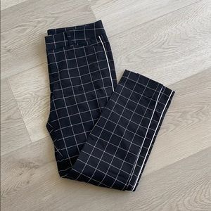 Black and white striped chino pants